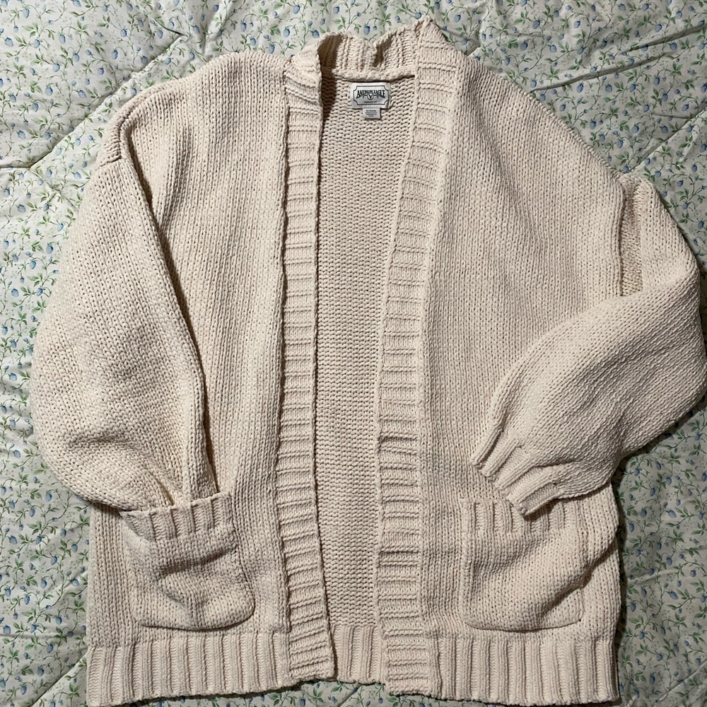 American Eagle Outfitters Cream Cardigan Sweater